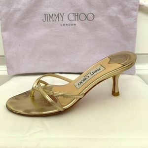 Jimmy Choo Nimbus Slide Sandal with Low Heel, Metallic Nappa Gold, EU 34, IT